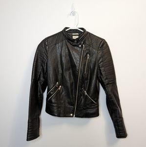 ZARA Small Leather Jacket JACKET in Black